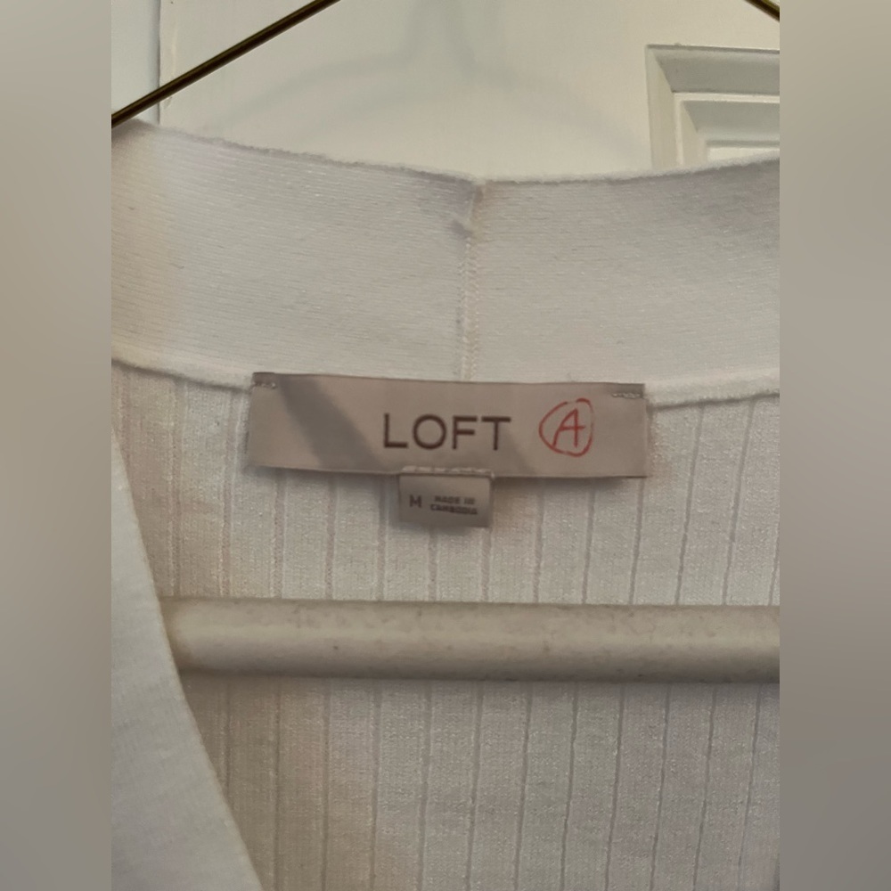 LOFT Striped Ribbed V-Neck Cardigan - Picture 6 of 6